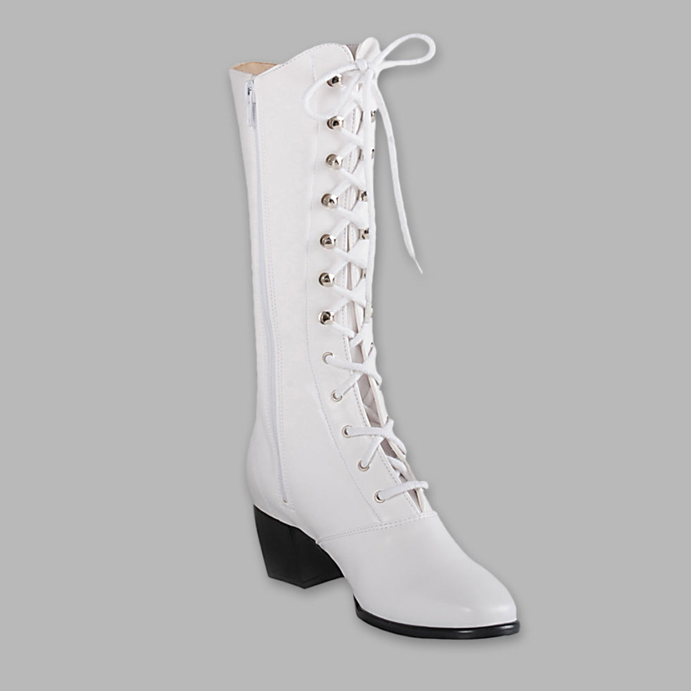 Bottes hautes blanches lacets Synth tique